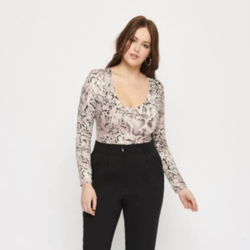 Dynamite Snakeskin Print Bodysuit- Size Medium